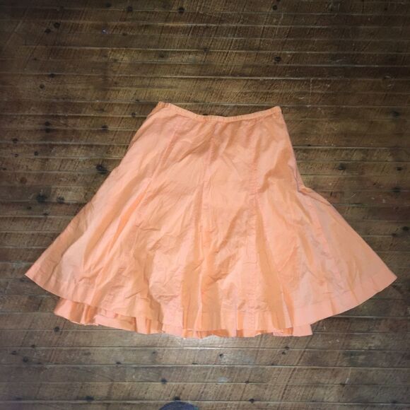 Garnet Hill 6P tangerine sherbet layered lightweight flare skirt - Picture 1 of 3